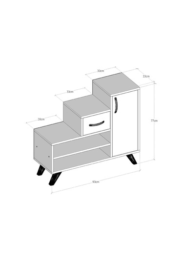 Decormet Retro Ayakkabı Dolabı Safir Meşe Safir Meşe