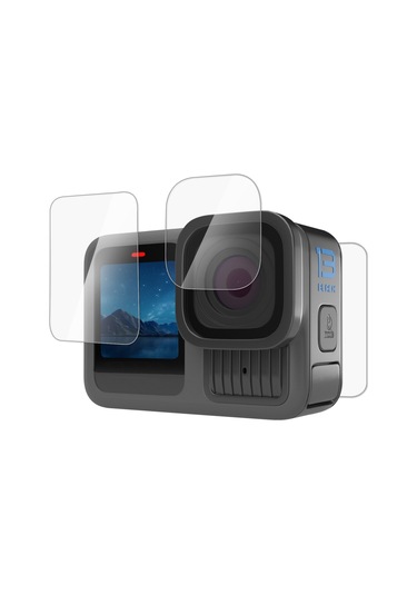 Gopro Hero13 Siyah Puluz 3'ü 1 Arada Lens Ve Ön Arka Ekran 9h 2.5d Temperli Cam Filmi Şeffaf İçin