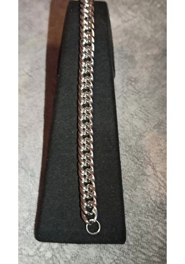 Gümüş Renk, Modern Halkalı Paslanmaz Çelik Erkek Bileklik 20 Cm Çok Renkli