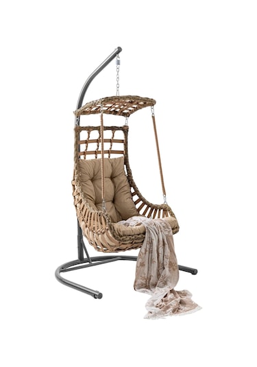 Capri Swing Alaçatı Tekli Rattan Bahçe Salıncağı Balkon Salıncağı Renkli
