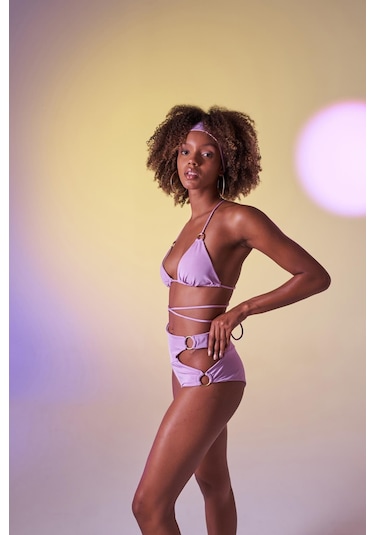 Holly Lolly Yüksek Bel Aksesuar Detaylı Delphi Bikini Altı Lila