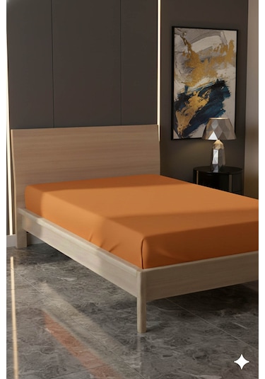 %100 Pamuk Ranforce Premium Tek Kişilik Çarşaf - Turuncu Turuncu