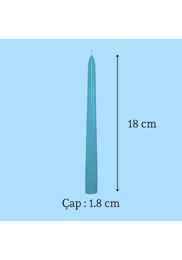 6 Lı Kısa Turkuaz Konik Şamdan Mum Yükseklik 18 Cm Turkuaz