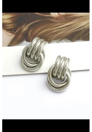 By Zeyna Aksesuar Kadın Vip Seri Özel Tasarım Marka Küpe Seti-4299 Gümüş