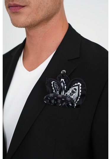 Slim Fit Torba Cep Esnek Pamuk Düz Siyah Blazer Ceket C 712 Siyah