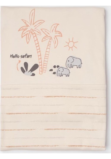 Biorganic Hello Safari Bebek Battaniyesi 85x90 64688 Ekru - Kiremit