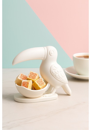 Oxyteez Kuş Figürlü Dekoratif Sunumluk Beyaz Renk Reçine Tasarım Ev Ve Ofis Dekorasyonu