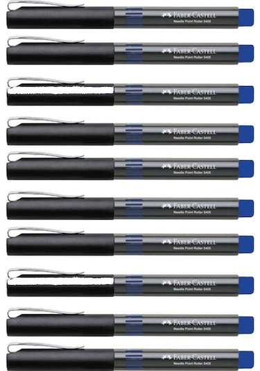 Faber Castell Needle 5405 0.5 İğne Uçlu Roller Kalem 10 Adet Mavi