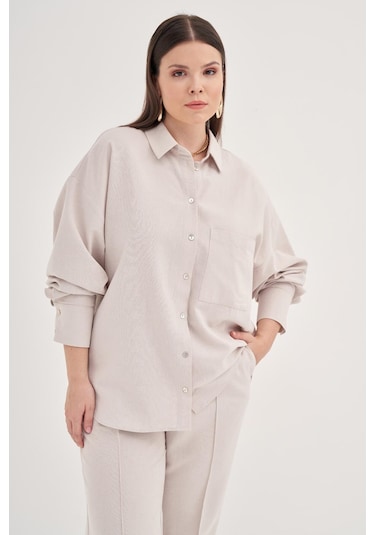 Cepli Keten Gömlek-1814 Taş