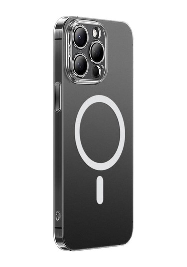 İphone Uyumlu 14 Pro Max Kılıf Magsafe Şarj Özellikli Toz Önleyici Zore Helo Kapak-şeffaf