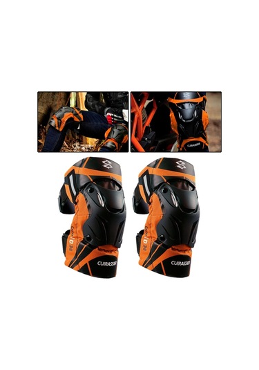 Dinosaurs 2x Motosiklet Diz Pedleri K01-3 Motokros Yarışı Yansıtıcı Turuncu Yeşil