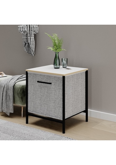 Çok Amaçlı Dolap 1 Çekmeceli Komodin Sehpa Gri 1594