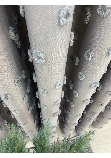 Brillant Carla Puffy Püsküllü Perde İstenilen Tüm Ölçülerde Gri Gri