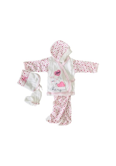 Bambino Pembe 5li Hastane Çıkışı Yenidoğan Zıbın Seti %100 Pamuk Pembe