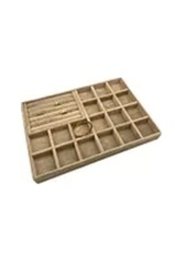 Bakü Model Süet Sütlü Kahve Renk 34/24 Cm Bölmeli-sosisli Çekmece Içi Takı Standı Çok Renkli