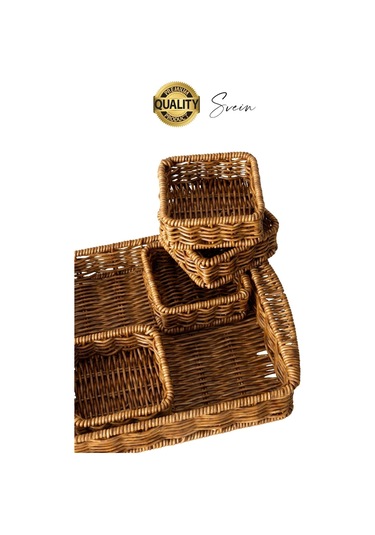 Benzersiz El Yapımı Hasır Dokuma Saklama Sepeti 4 Bölmeli Kozmetik Organizer Masaüstü Düzenleyici Çok Renkli