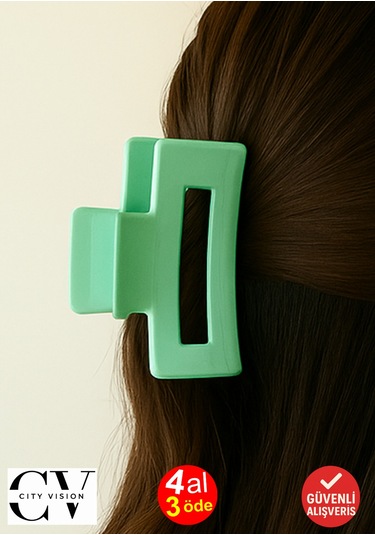 Su Yeşili Renk Televizyon Model Mandal Saç Tokası 11 Cm - Şık Ve Dayanıklı Su Yeşili