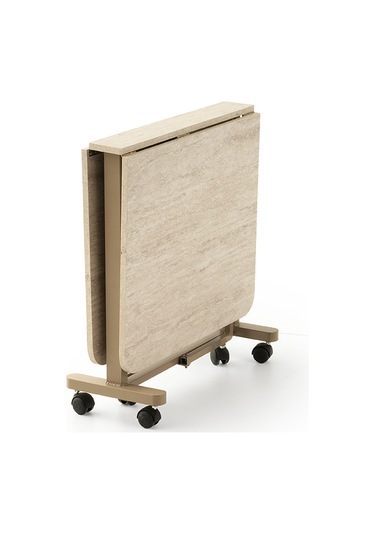 Katlanır Metal Tekerlekli Ayak Masa, Traverten, 70x10 Diğer