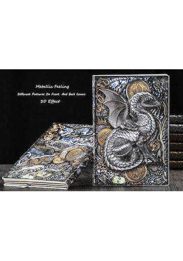 Hediyelik Beyaz Ejder Kabartmalı Defter