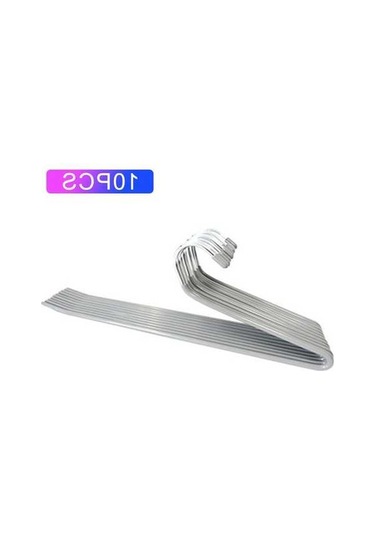 Dancemonkey Cbtx 10 Adet 35 Cm Kaymaz Pantolon Askısı, Z Şekilli Depolama Rafı - Gri Gri