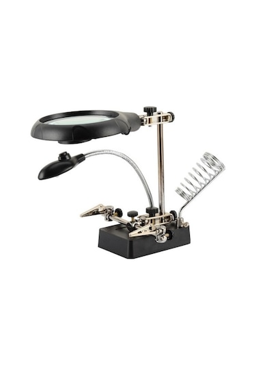 Electroon 16129C Masa Üstü Ledli Büyüteç Havya Stand Pcb Tutucu