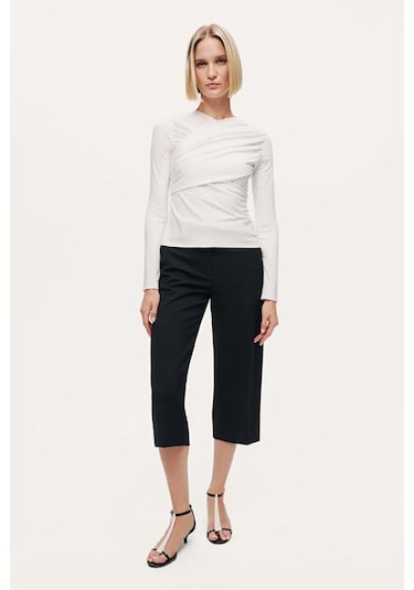 Drape Detaylı Bluz Nocturne Ekru