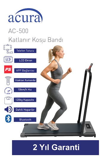 Ac-500 Bluetoothlu, Hoparlörlü, Uzaktan Kumandalı Katlanır Koşu Bandı