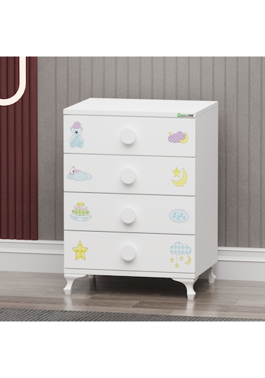 Elegant Mdf Çıtalı Beşik + Şifonyer - Uykucu Beyaz