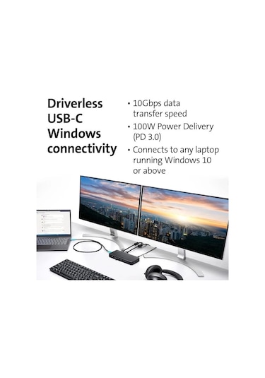 Kensington Üçlü Ekranlı Usb-c Bağlantı İstasyonu Usb-c Üçlü Ekran 100w