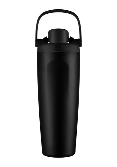 Taşınabilir Zıplama Termos Bardağı, Kilitli Tokalı, Çift İçme Spor Su Bardağı Siyah