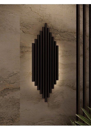 Nox Siyah Modern Şarjlı Aplik Sarı Işık Yayan Lamba