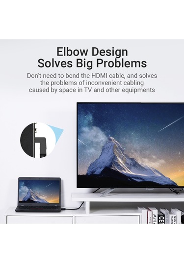 Maiyame Vention Aarbg Hdmı 2.0 Dik Açılı Kablo 4k 3d Tv Ps3/ps4 Splitter Uyumlu 1.5m Video Audio Kablosu