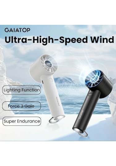 Oldfriend Gaıatop Usb Şarjlı Mini Fan Led Ekran Ve El Feneri 3 Hız Pembe