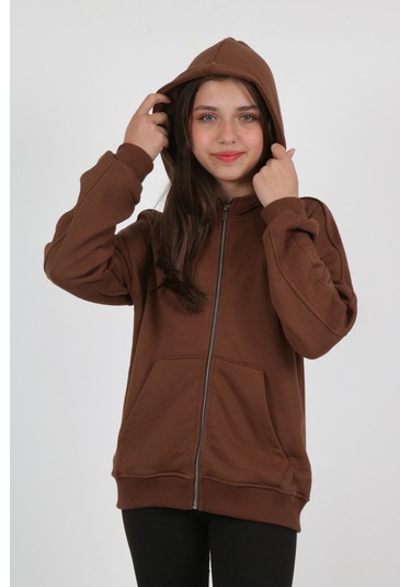 Toontoy Kız Çocuk New Coll Nakışlı Hırka Kahverengi