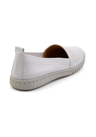 Beyaz Hakiki Deri Kadın Casual Ayakkabı K01028031603 Beyaz