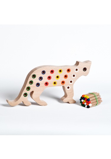 Ahşap Eğitici Doğal Renkli Kedi Tak Çıkar Montessori Oyuncak