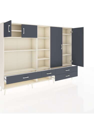 Arges Dolap 12 Raflı 4 Çekmeceli 4 Kapaklı 220x30x163 Aytaşı-antr Aytaşı-antrasit