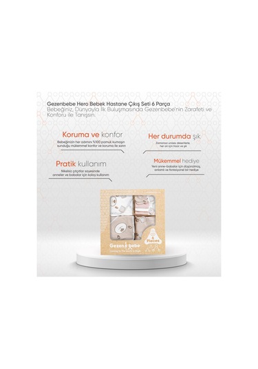 Gezenbebe Hero Bebek Hastane Çıkış Seti 6 Parça Organik