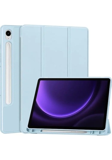 Monyee Samsung Tab S9 Fe İçin Kalem Slotlu Korumalı Kılıf - Dayanıklı Malzeme İle Ekran Ve Cihaz Koruma - Beyaz Buz Mavisi