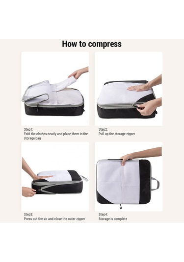 1 Takım Sıkıştırma Paketleme Küpleri Sıkıştırılabilir Gri Gri