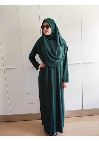 Tek Parça Namaz Elbisesi (Yeşil) Koyu Yeşil