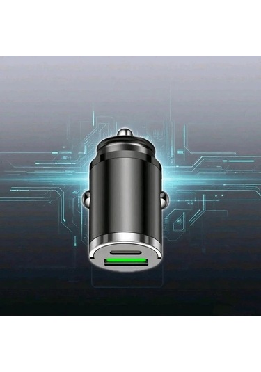 Chuangyinshop 100w Ultra Kompakt Çift Port Araç Şarj Cihazı Usb-c + Usb-a Yeşil