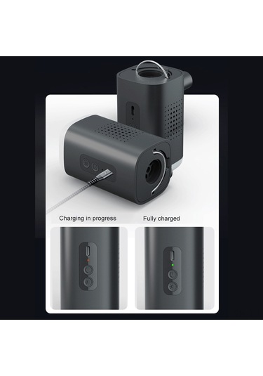 Vkemall Siyah Taşınabilir Elektrikli Hava Pompa, 4 Uçlu, Şişirme-çıkartma, Led Işık, 2400mah Pil, Kamp/kazak/su Yolları İçin