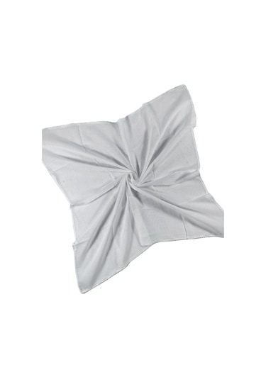 İç Başörtüsü %100 Pamuklu Beyaz Tülbent - Kenarları Oyalı 90x90 Cm Kadın Tesettür Yazma Başörtü Beyaz