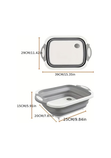 Tcherchi Açık Havada Kamp ve Seyahat İçin Taşınabilir Katlanabilir Kesme Tahtası Gri Beyaz