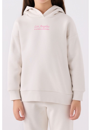 Kız Çocuk Eşofman Takımı Pamuklu Krem