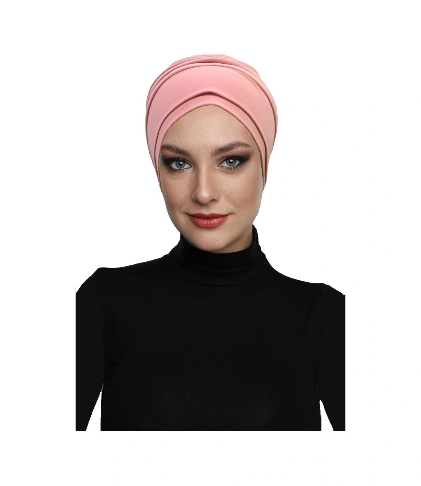 Çift Katlı Astarlı Pudra Hazır Türban Tesettür Dış Ve Havuz Bonesi Pudra