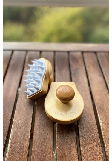 Land Of Myth Yumuşak Dişli Saç Derisi Masaj Şampuan Fırçası-AHŞAP