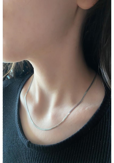 Kadın Kolye 316l Çelik İnce 2mm 45cm Kararmaz İtalyan Zincir Kolye Gümüş