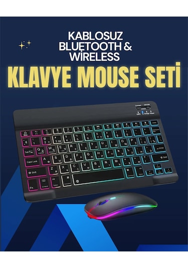 Şık Ve Sessiz Tasarımlı Işıklı Klavye Mouse Seti - Şarjlı, Wireless